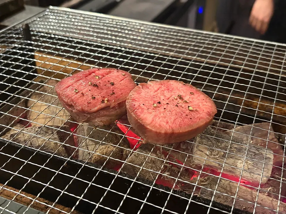 Korean beef tongue steak before grilling
