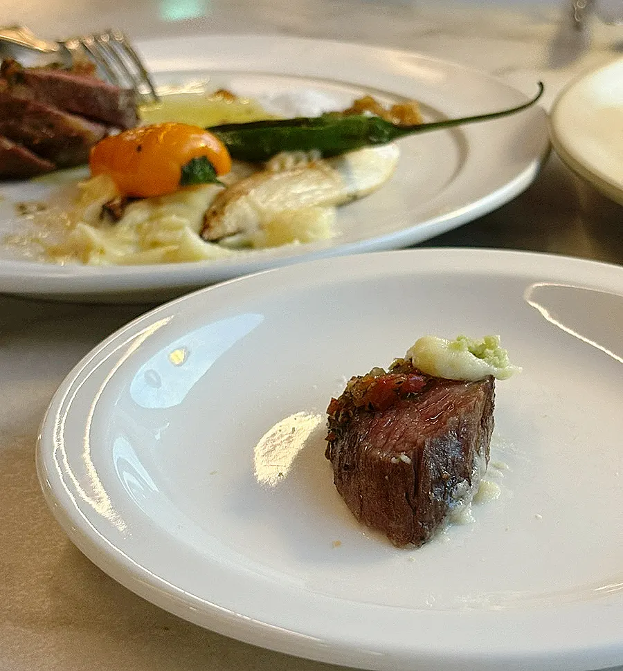 Sliced pieces of the prime sirloin cap steak