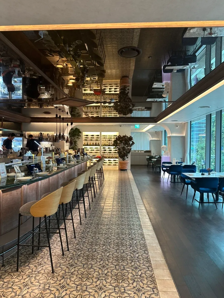The interior of the restaurant with a European feel