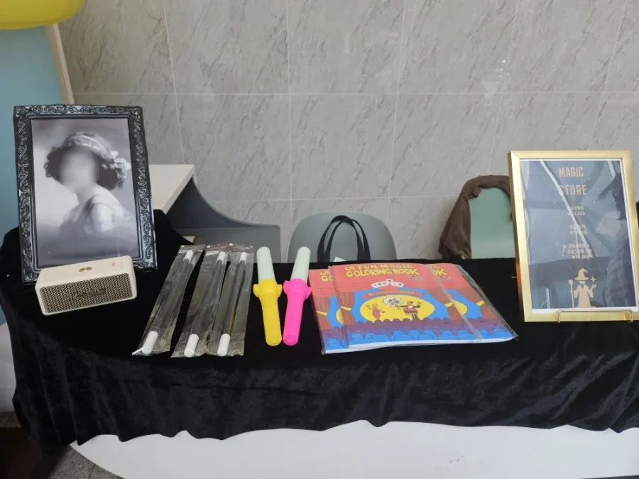 Booth for ticket exchange and magic supply sales