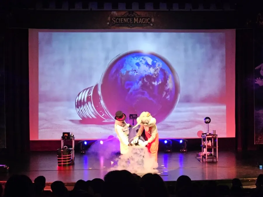 Pouring hot water into liquid nitrogen to create a cloud