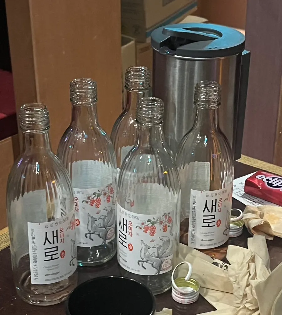 Empty Saero Omija bottle left on the table