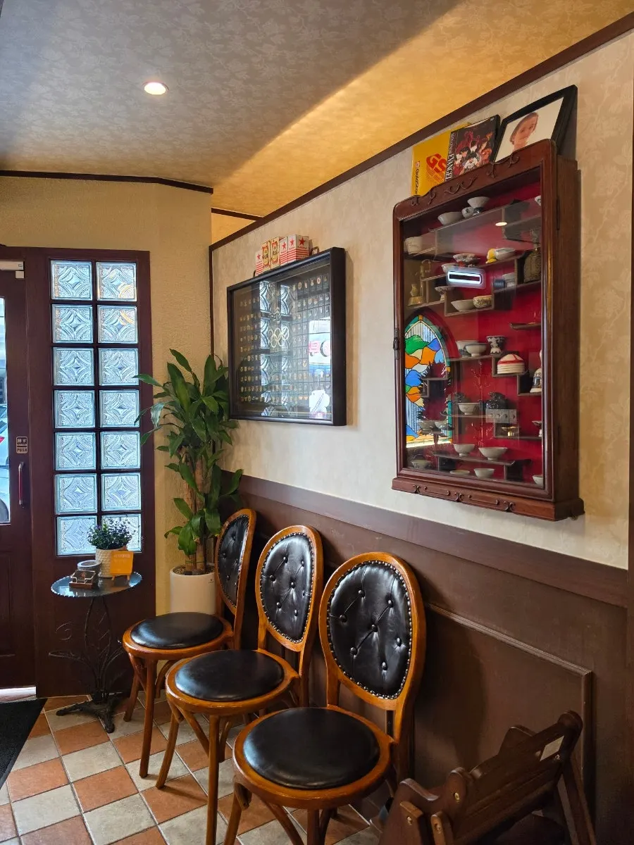 Interior of the steak restaurant with upscale lighting