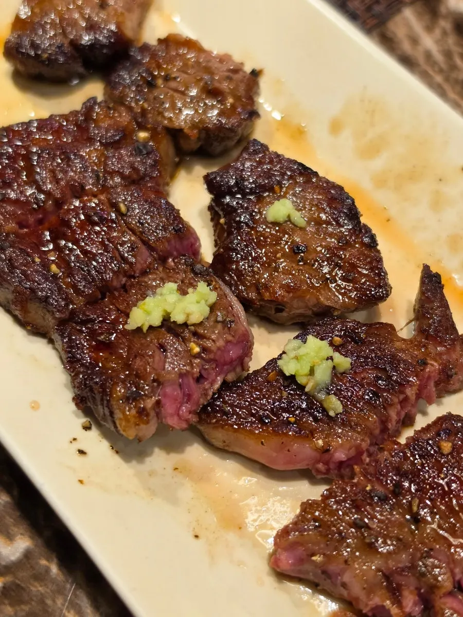 An extra order of sirloin steak to finish the meal