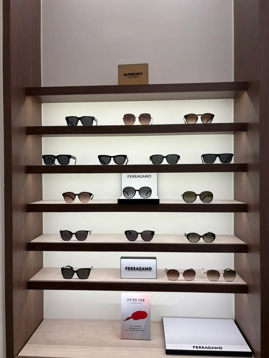Frame display organized by brand