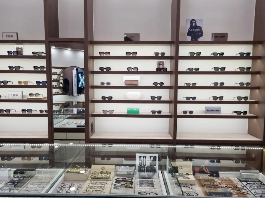 House-brand frames tried on and compared across several designs