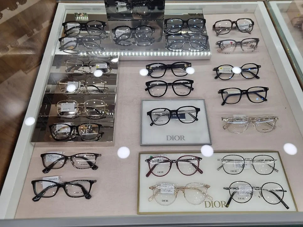 Luxury brand sunglasses and frames on display