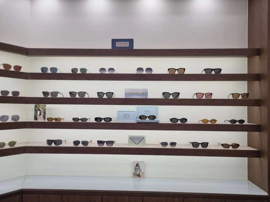 Showcase of department store brand eyewear