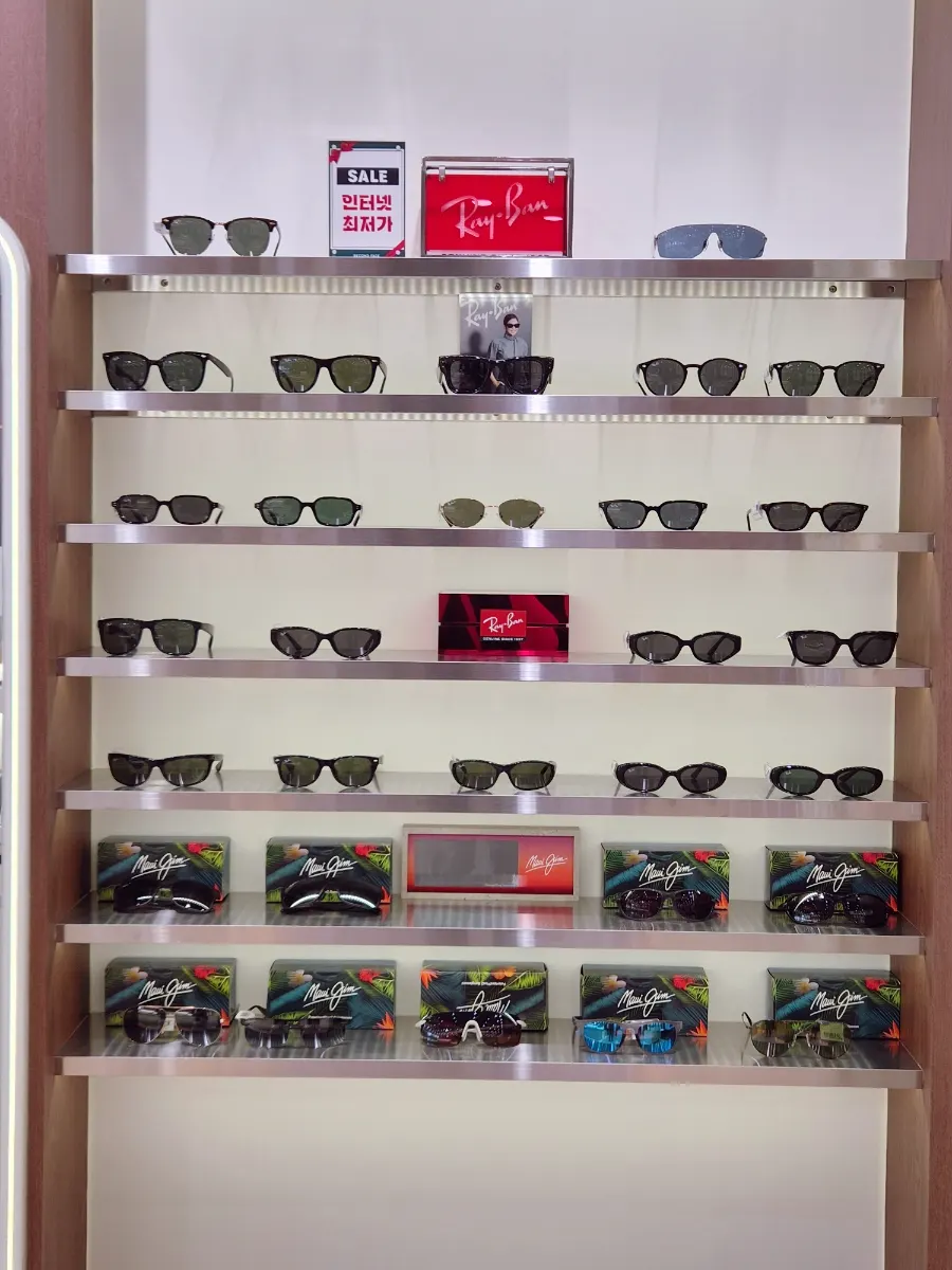 Ray-Ban and Oakley sunglasses display corner