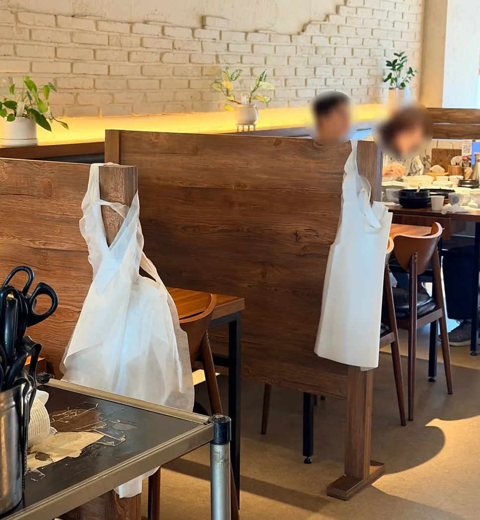 Interior dining hall and seating during lunch hour
