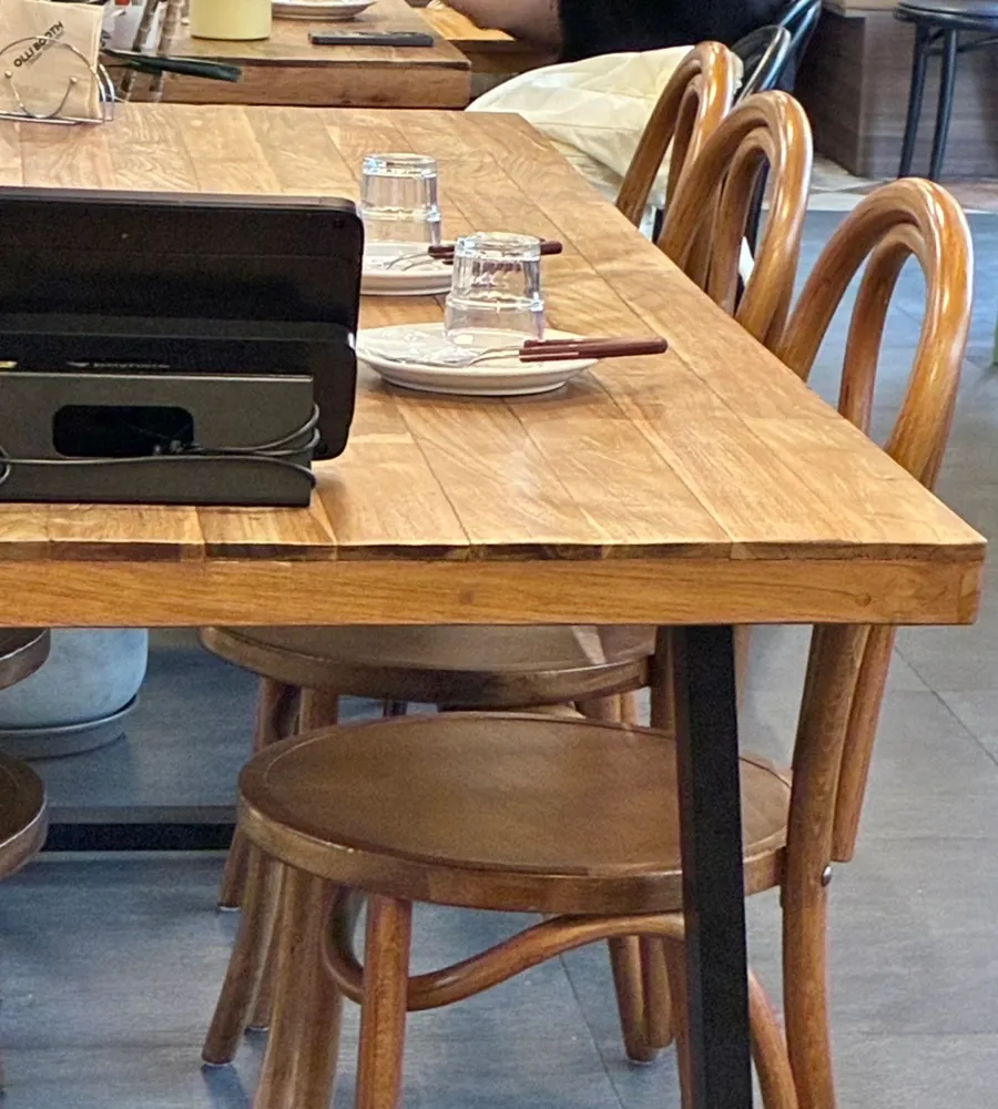 Pasta and steak laid out together on the table