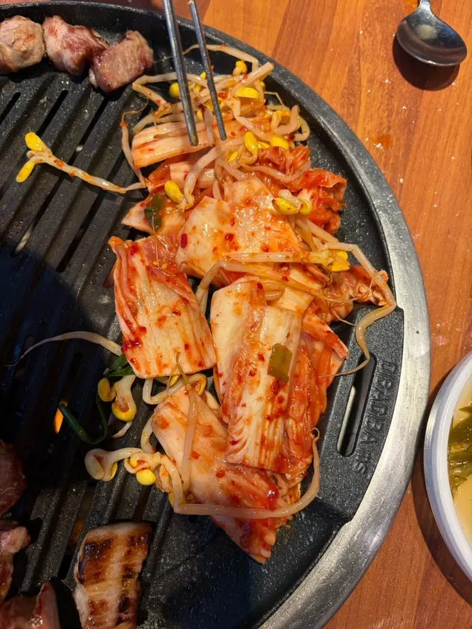 Spicy kimchi eaten with grilled meat