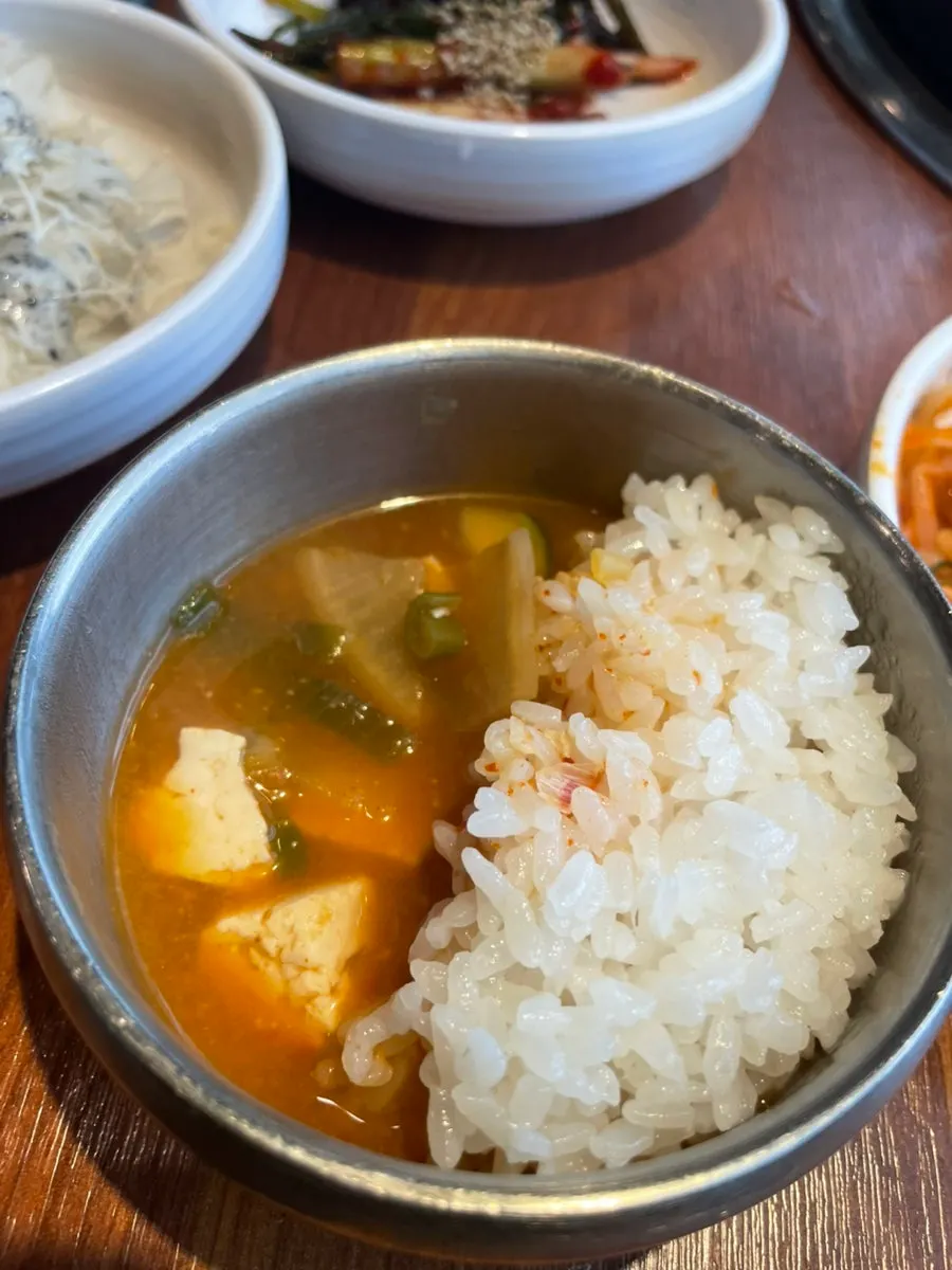 Korean grilled pork table spread