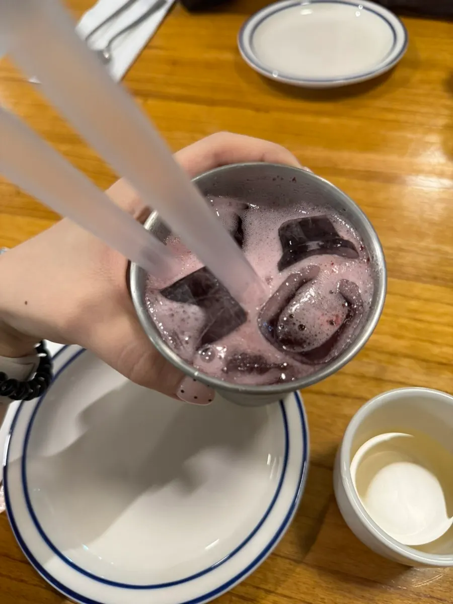 A close-up of the fizzy aloe berry ade