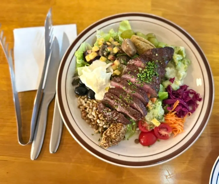 Skirt Steak Garden with vegetables and side dishes