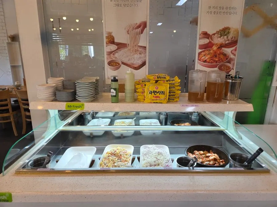 Self-serve bar with kimchi and noodle add-ons