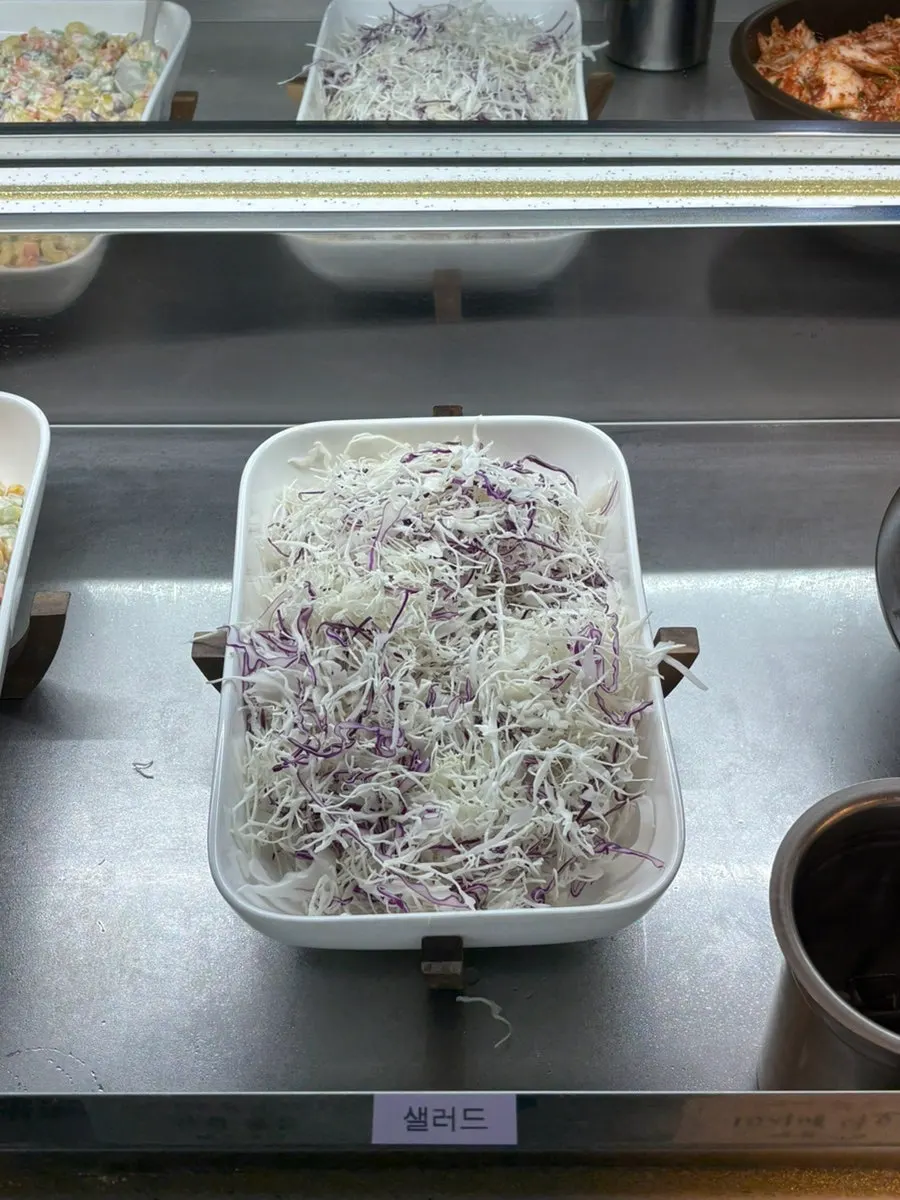 Self-serve corner with macaroni and salad
