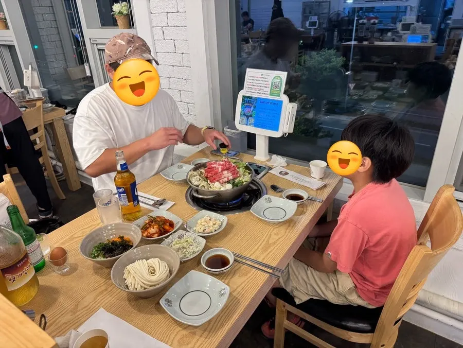 샤브칼국수 한상 전체 차림