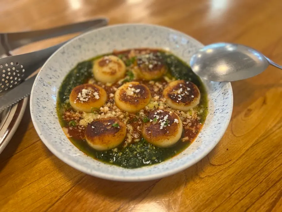 Potato gnocchi plating and colors