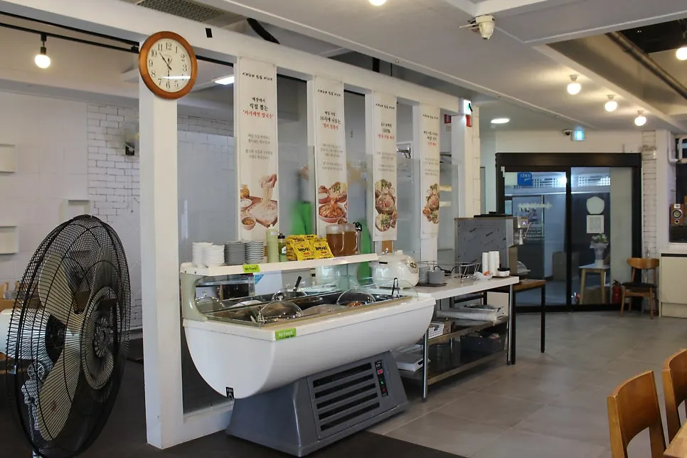 Self-service bar with kimchi and salad