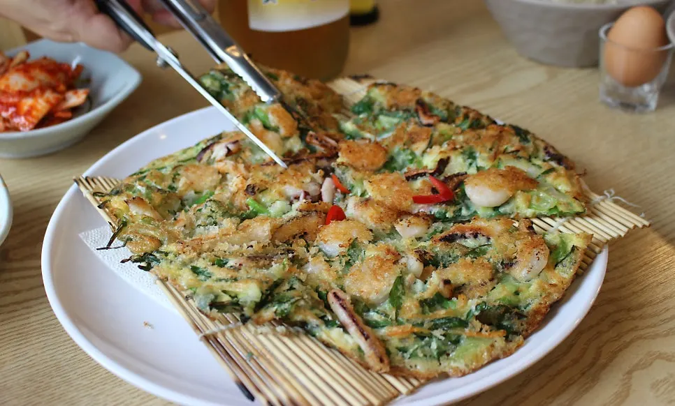 Seafood pajeon with plump shrimp