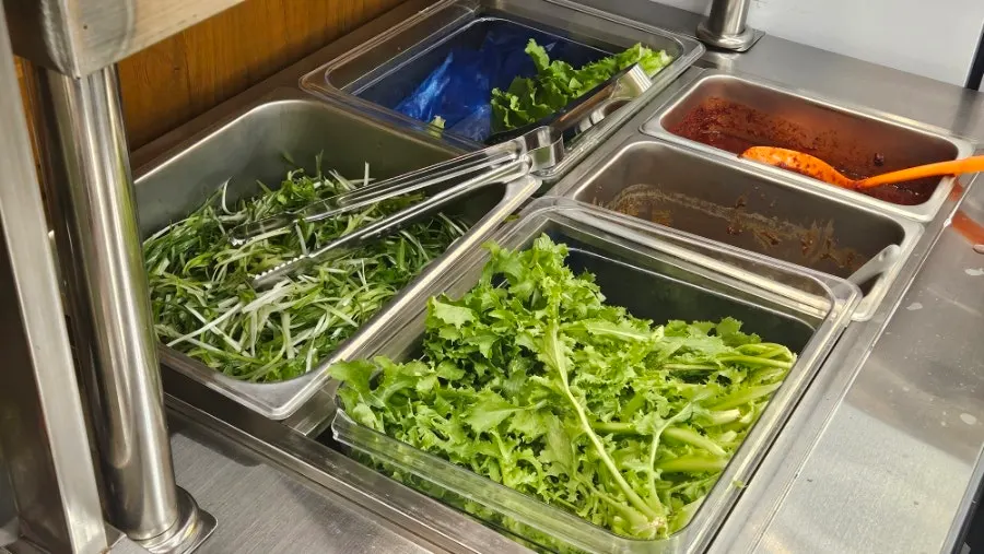 Side dish corner at Chung-sil Hoegwan's self-bar