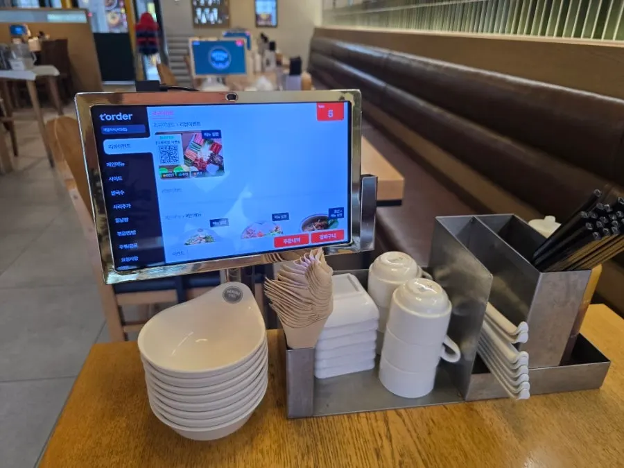 Tablet ordering screen at the table