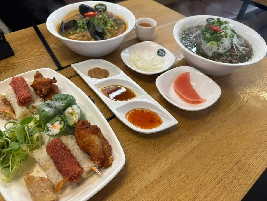 Free cilantro and a Thai food spread