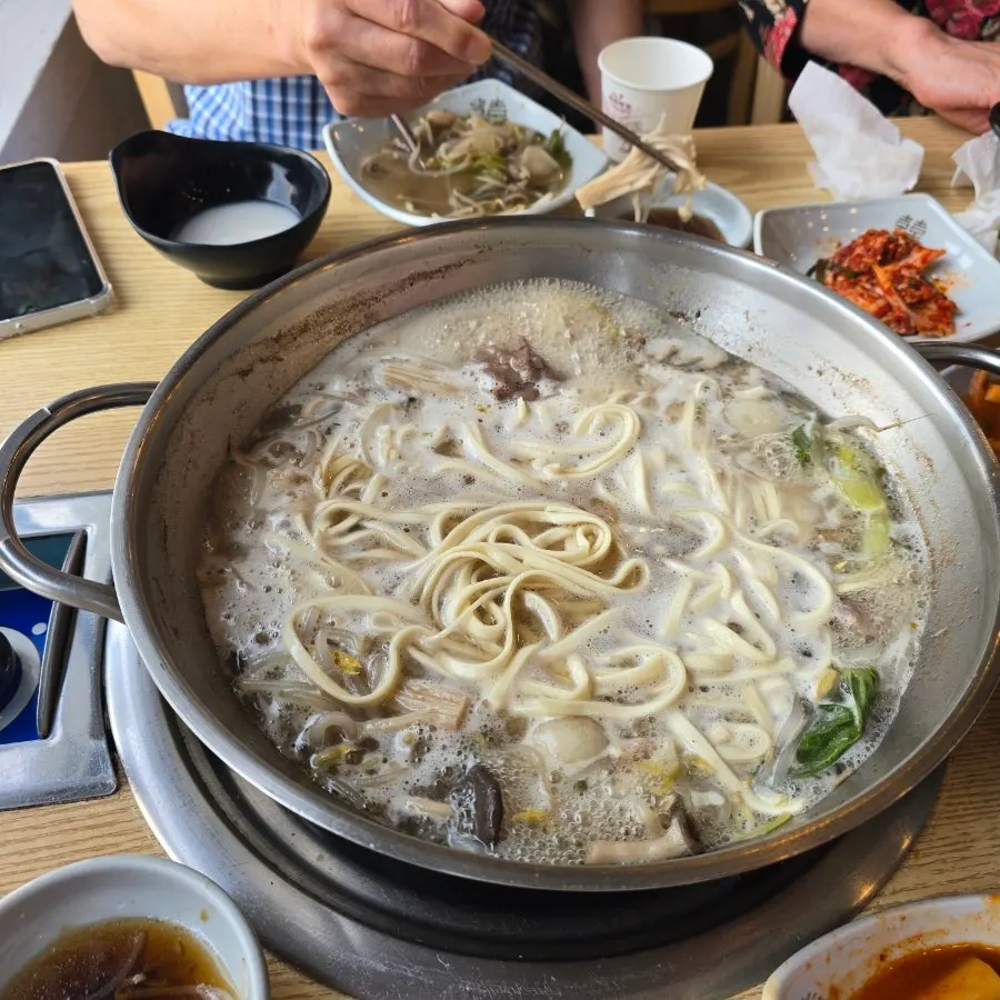 House-made kalguksu noodles boiled in the broth
