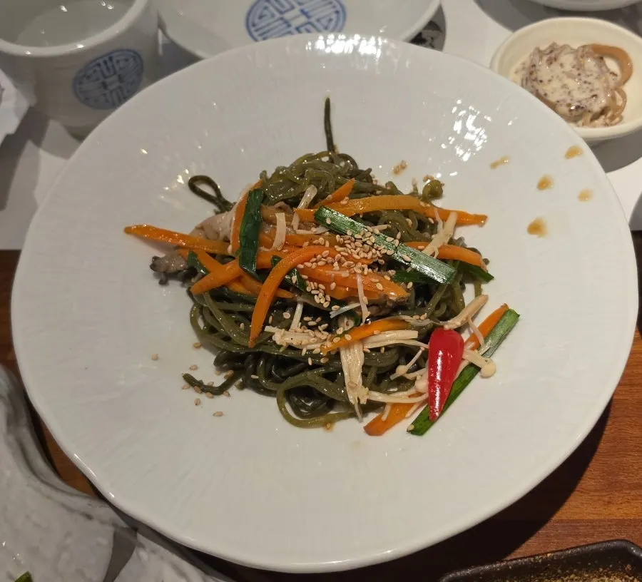 Neatly prepared stir-fried eggplant with rice cakes