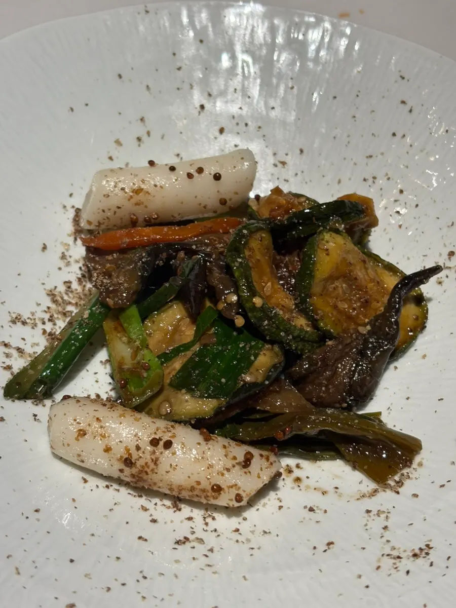 The salad served alongside the jeon
