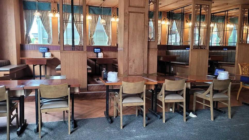 Wood-tone interior inside Cheongmigwan