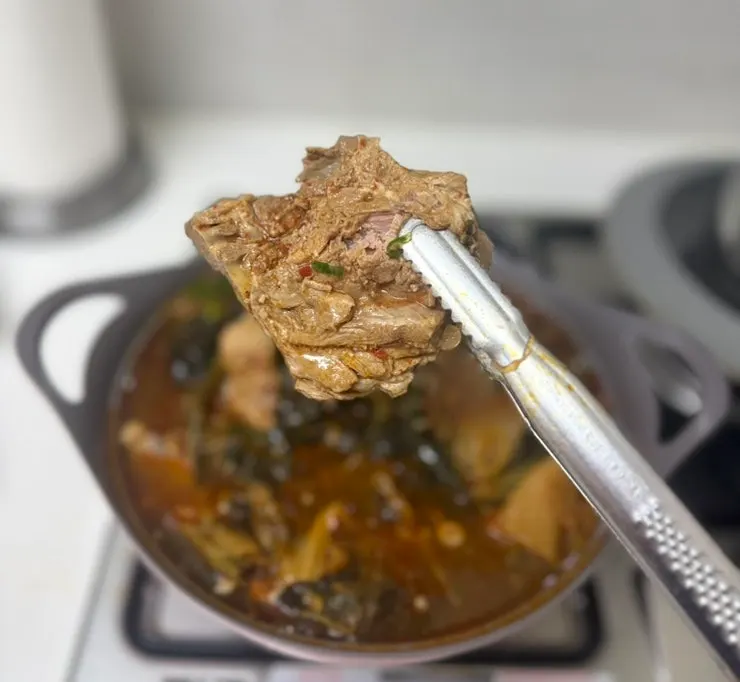 Pork bones picked clean after eating