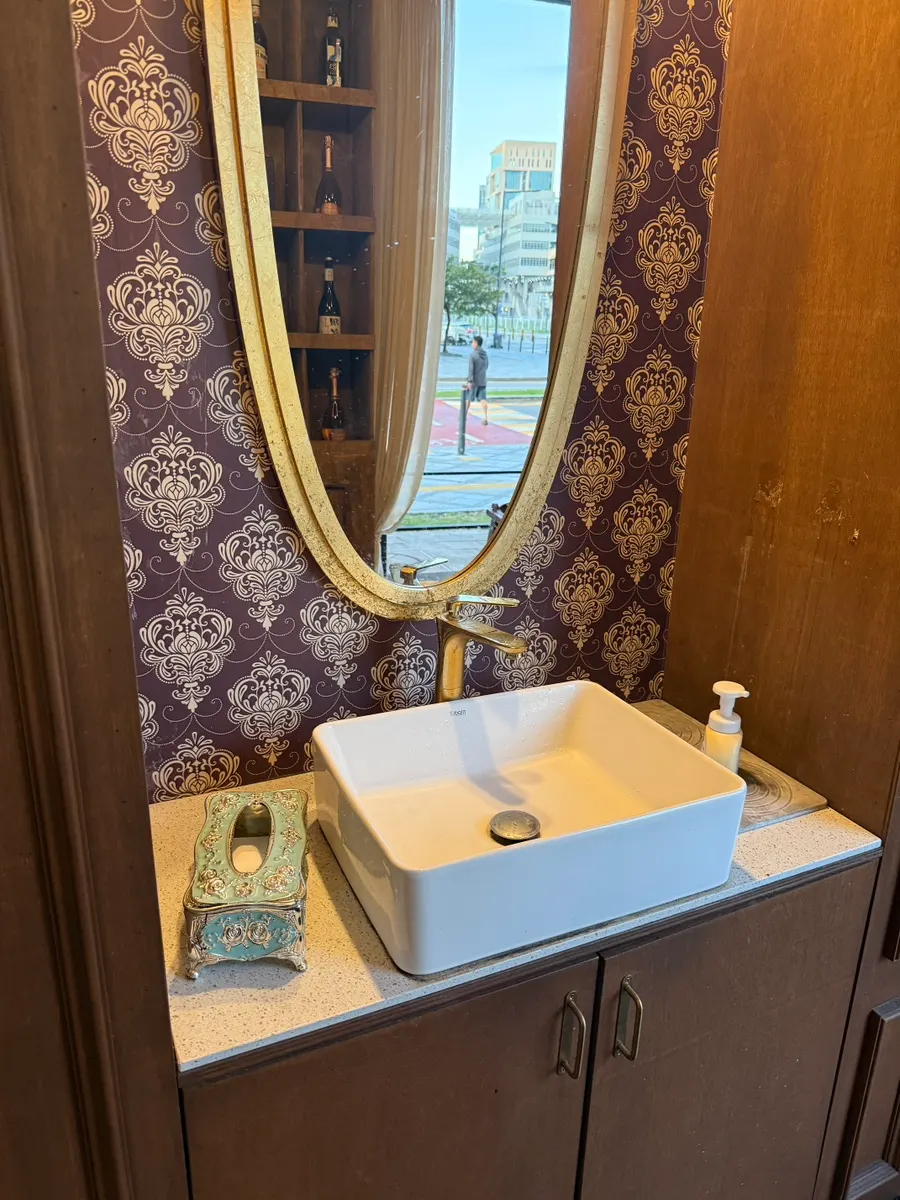 Sink set up inside the restaurant