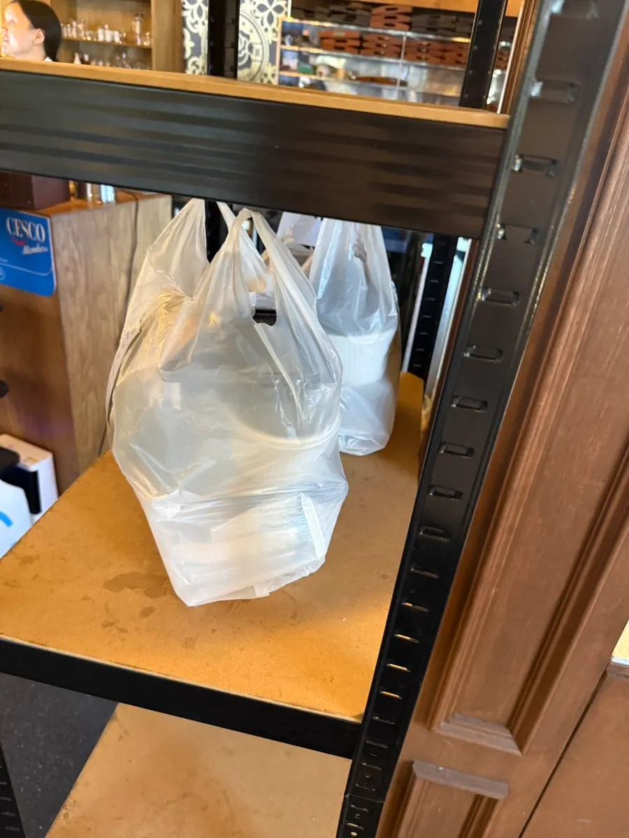 Pickup space where takeout orders are collected
