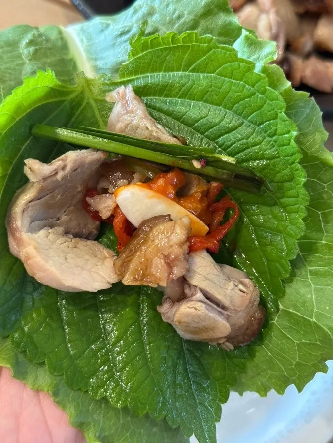 Chive salad served as a side dish