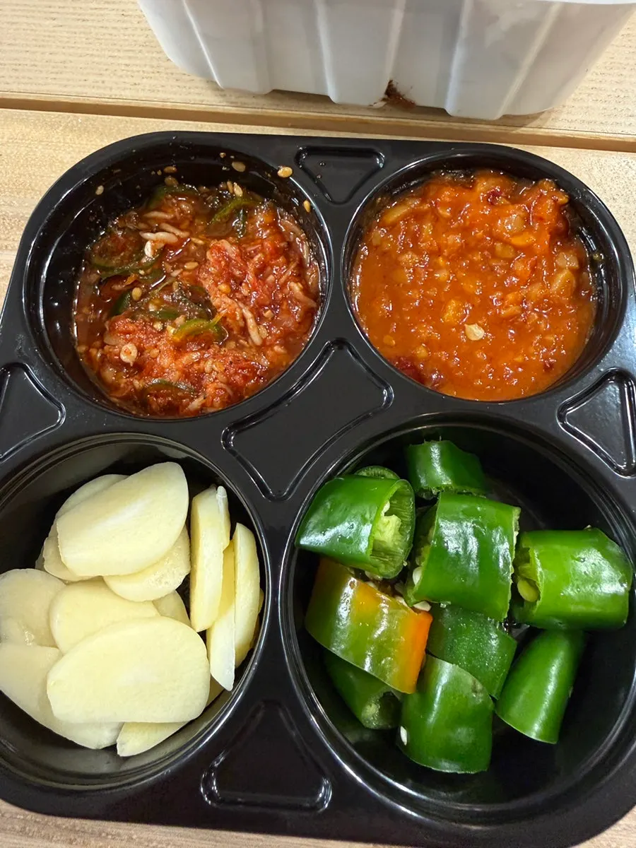 Radish kimchi served as a palate cleanser