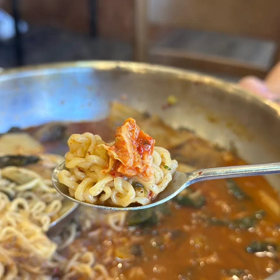 Generous gamjatang bones and ramen noodles at Chungsilok Ppyeohaejangguk in Naseong-dong, Sejong