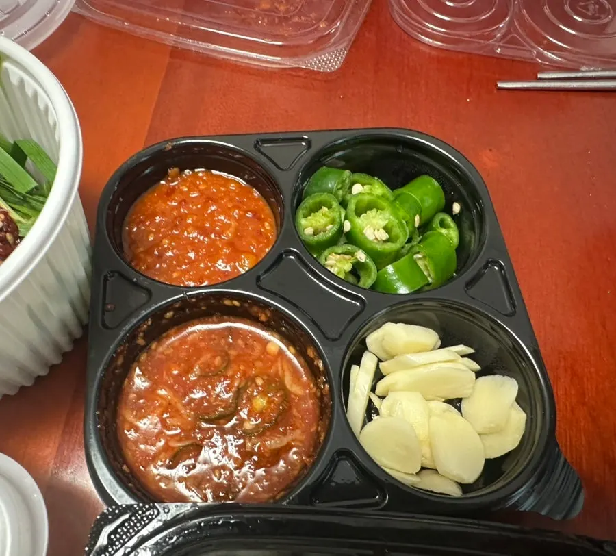 Ssamjang, garlic, and chive salad side dish