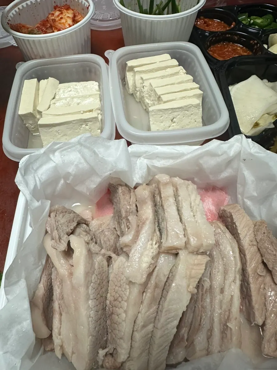 Generous portion of bossam meat and tofu