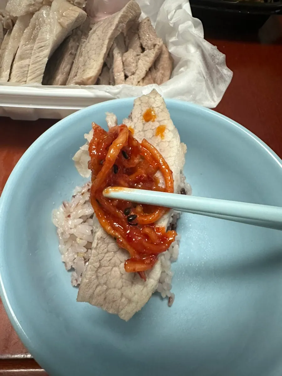 Soft tofu with bossam kimchi