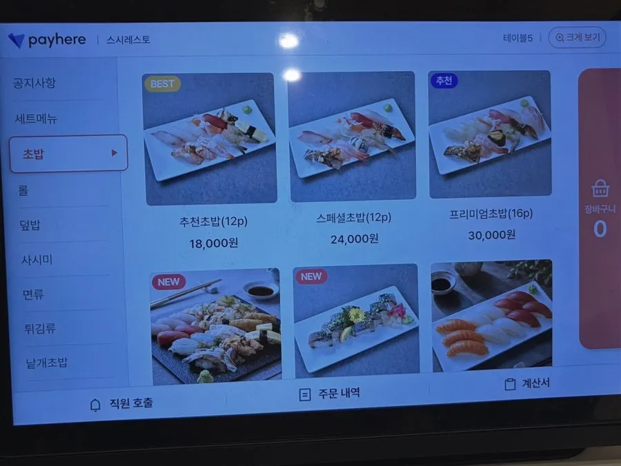 Sushi Resto's sushi menu board