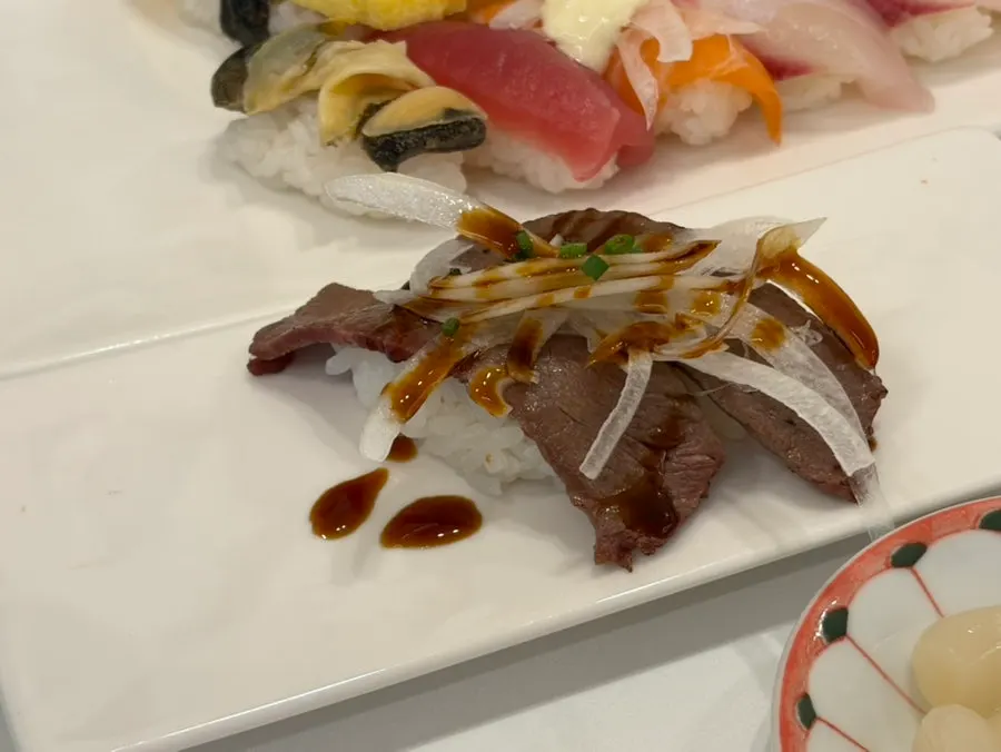 Close-up of white fish-focused recommended sushi