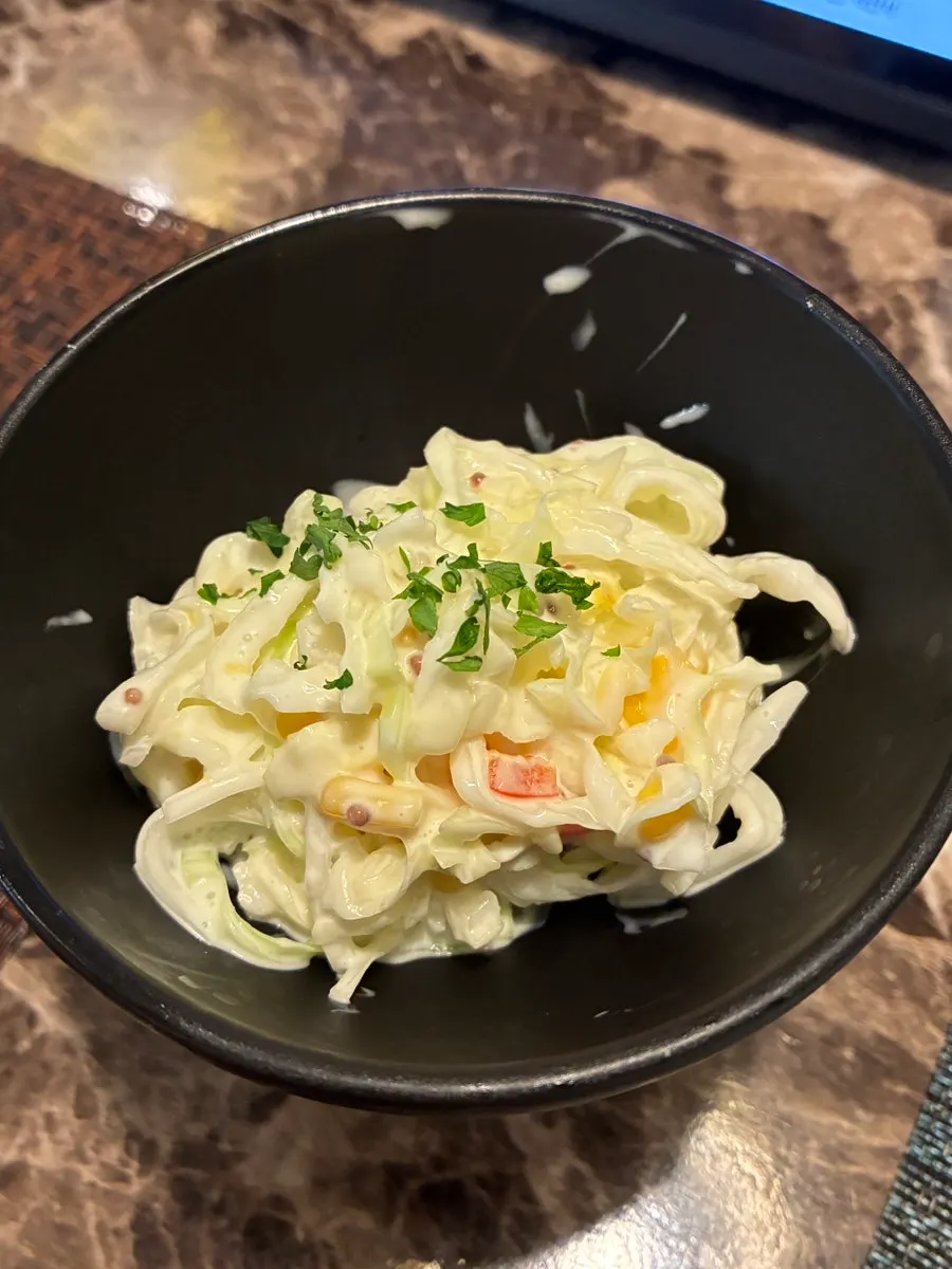 Coleslaw salad ordered via tablet
