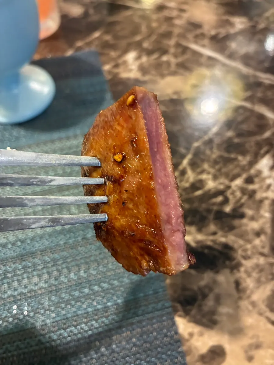 Crunchy-textured beef tongue steak