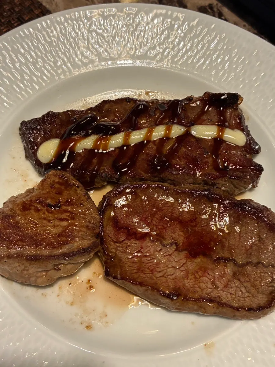 Steak brushed with sauce