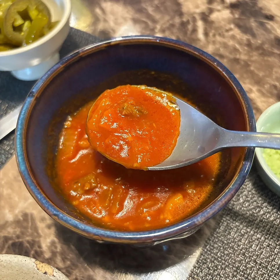 Tomato beef stew loaded with beef