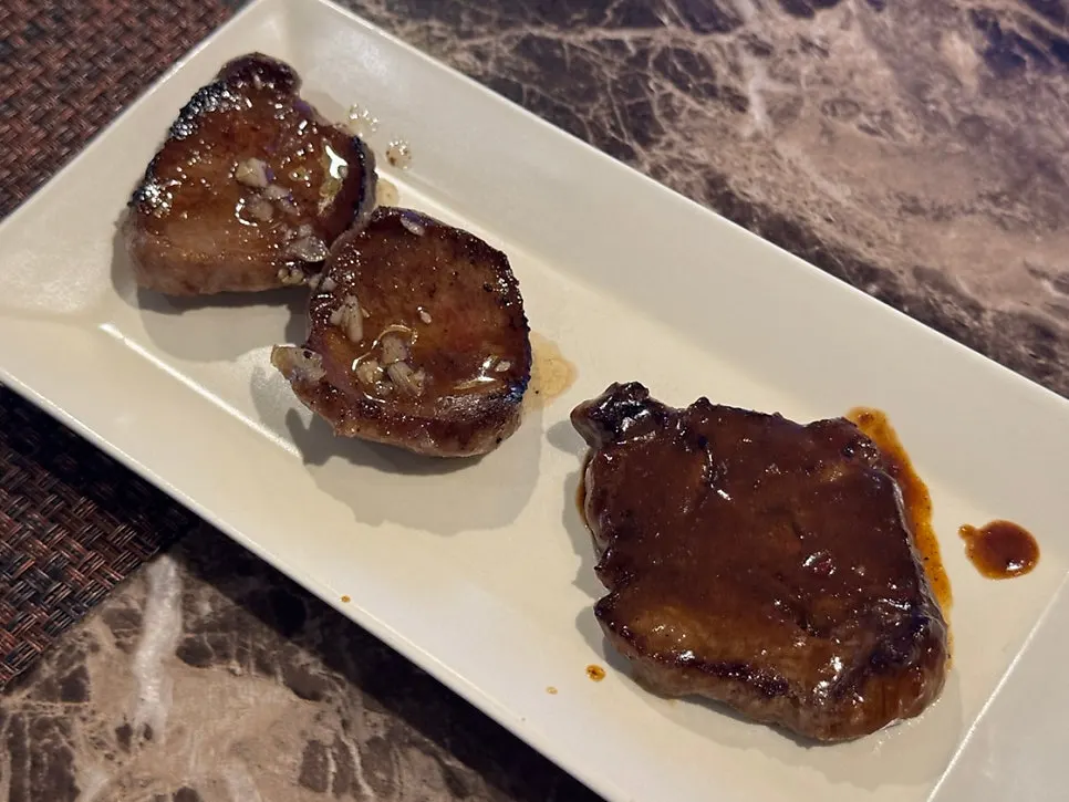 Plate of Sekaro steak grilled by staff