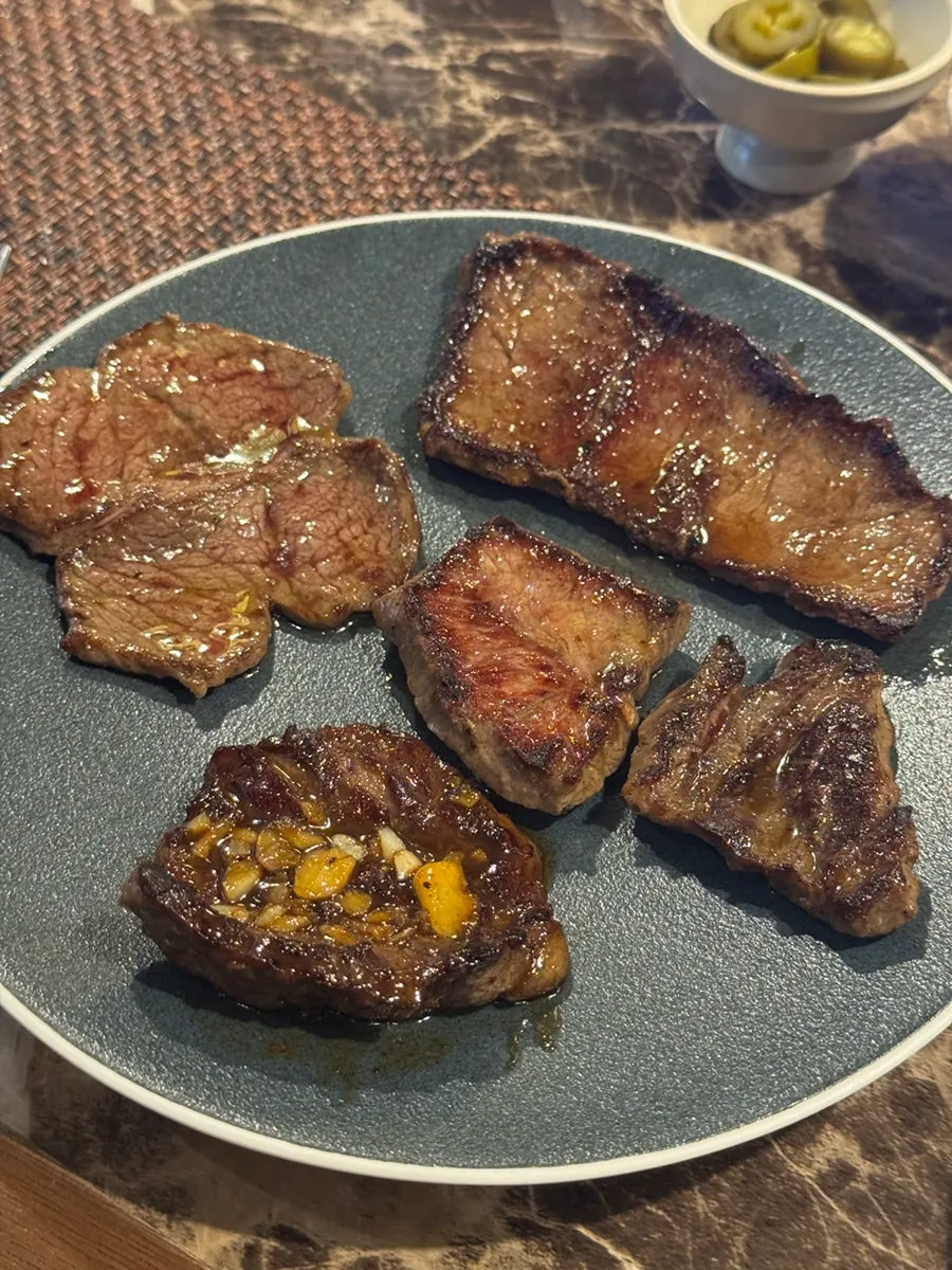 Close-up of Sekaro steak plated vertically