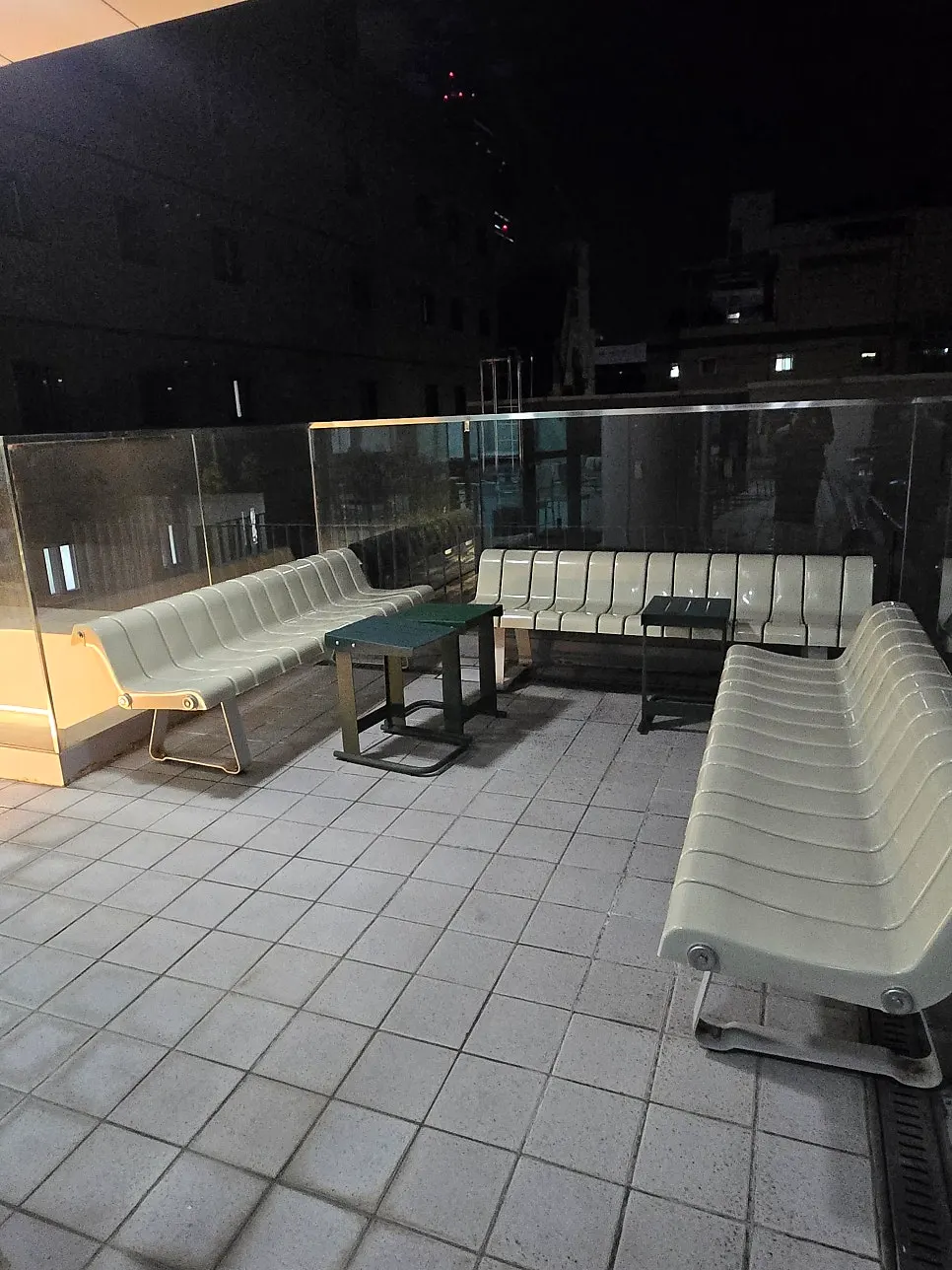 Balcony-style outdoor seating on the 3rd floor